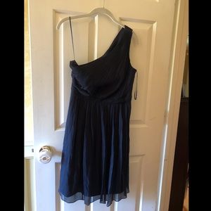 J. Crew one shoulder navy dress